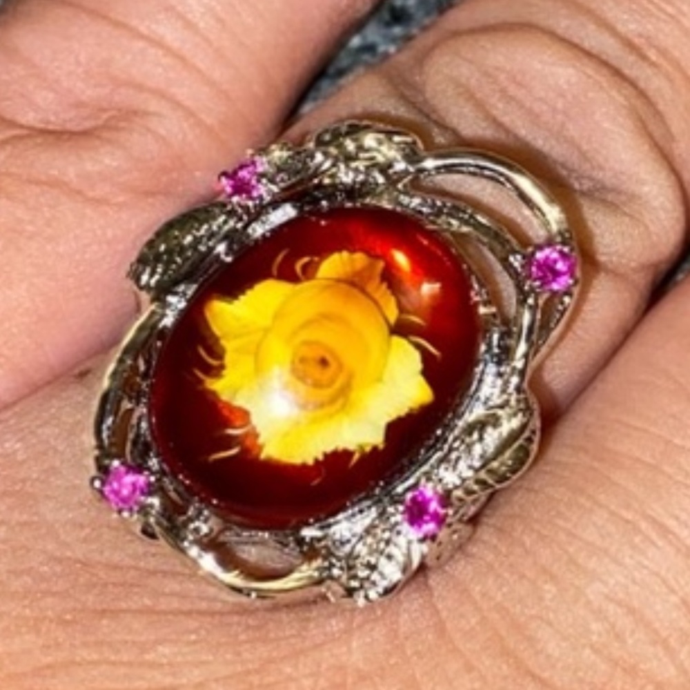 Beautiful Amber Crystal ring 💍💜💛 - Picture 6 of 6